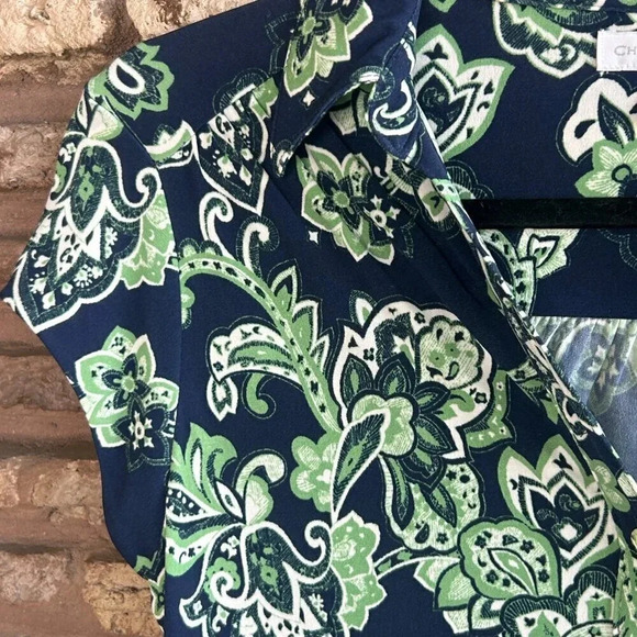 Charter Club Blue Green Scroll Pattern Jersey Knit Short Sleeve Top Size Small - Picture 4 of 7